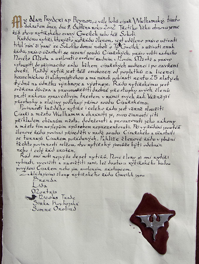 Rytířský dekret družiny