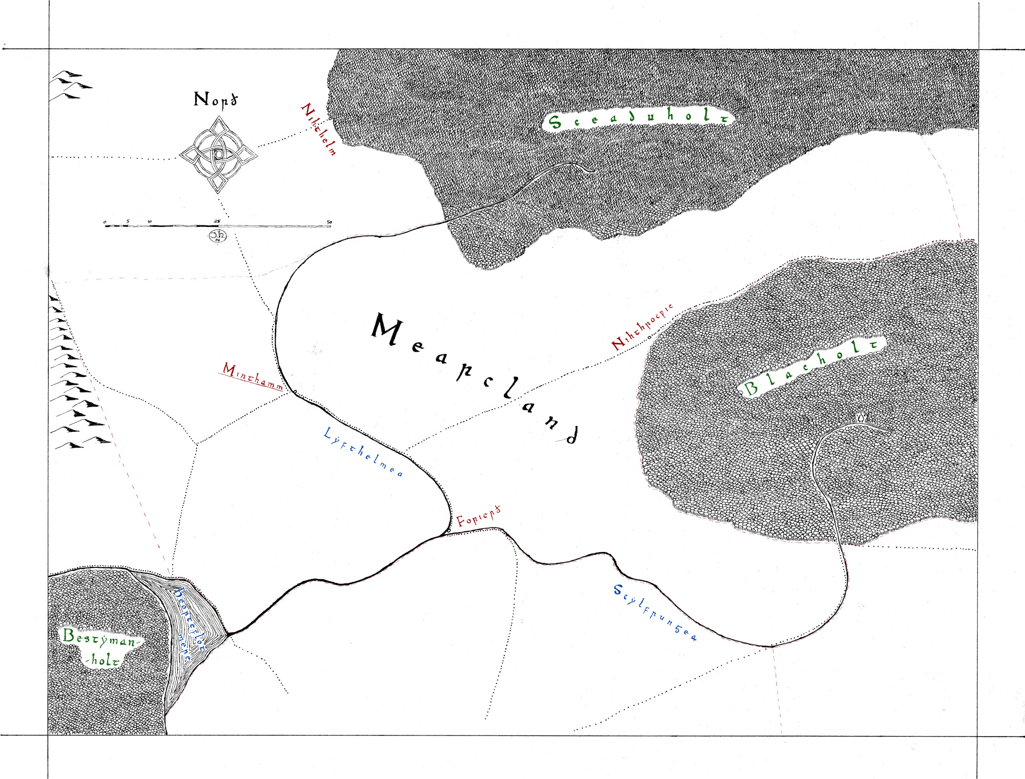 Mapa knížectví Mearcland - velká verze (2000x1521px)