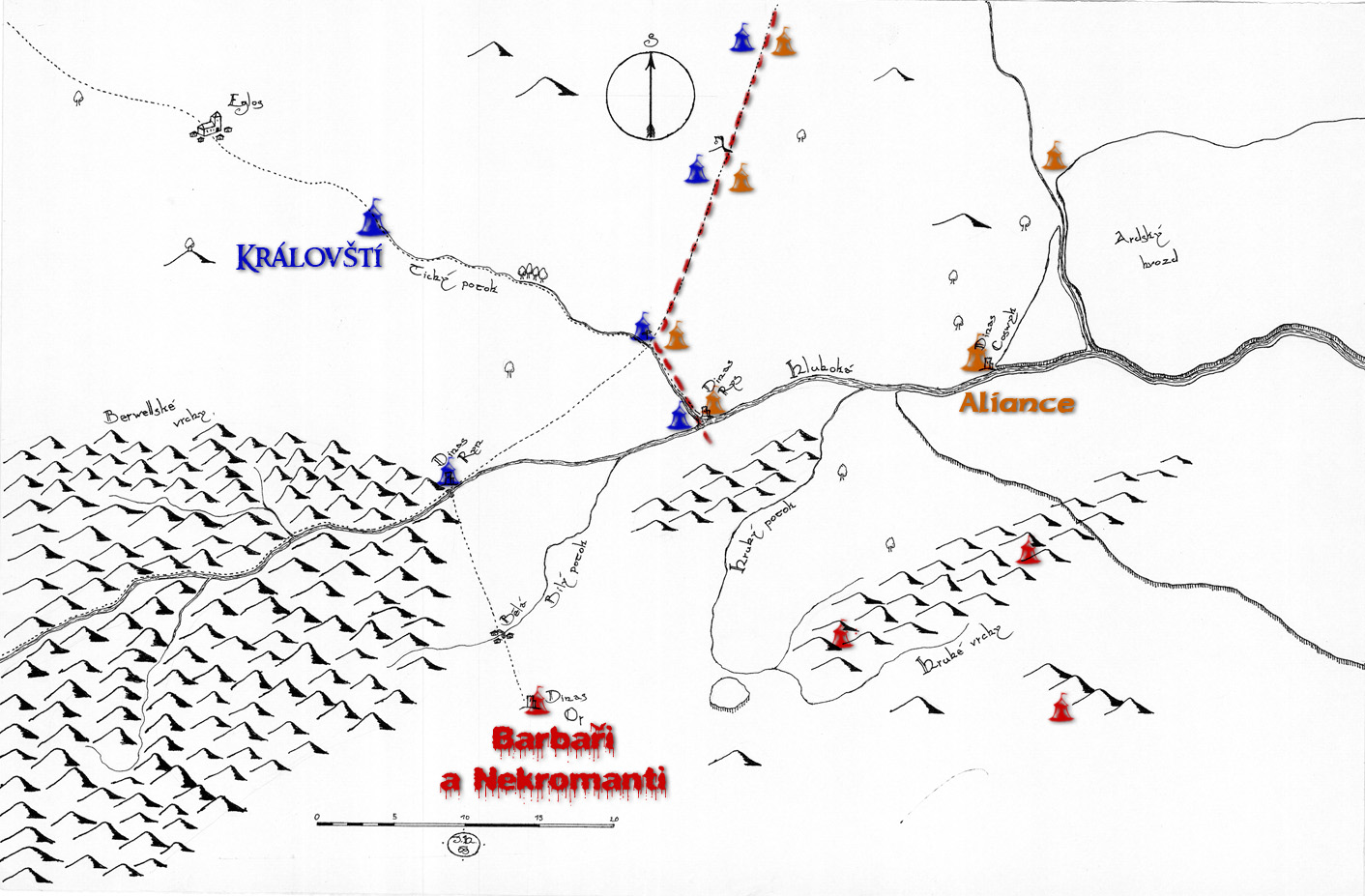 Plán oblasti s vyznačenými tábory